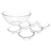 Conjunto 6 Potes de Sobremesa 265ml Tigela Redonda 2,3L Plástico Transparente Doces Saladas