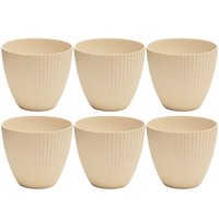 Kit 6 Vasos de Plantas Decorativos Cachepot Flores Plástico Lyor Névoa Bege Jardim Casa 17,5cm