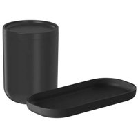 Kit Pote Porta Algodão Cotonete e Bandeja para Bancada Preto Ou Organizador Banheiro