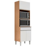 Torre Quente Para Forno E Microondas 202X61cm Andreia Amendoa Branco REAJL Moveis