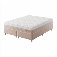 Cama Box com Colchão Queen Sigma Care (23x158x198) Bege e Branco