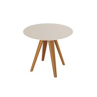 Mesa de Sala Jantar Duna Premium Madeira Maciça c/ Tampo Madeirado c/ Vidro 120x120cm Carvalho/Off White - Kappesberg