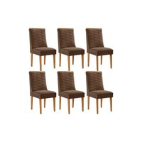 Kit 6 Cadeiras de Cozinha Maldivas 6 Un Naturalle/Suede Marrom - Rufato