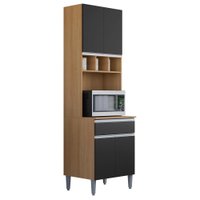 Paneleiro Microondas 202X61cm Andreia Amendoa Preto REAJL Moveis