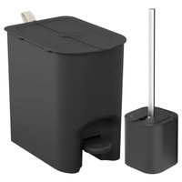 Kit Lixeira Borboleta com Pedal 6L Suporte Escova Sanitária com Tampa para Banheiro Lavabo