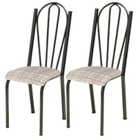 Kit 02 Cadeiras Tubular America 021 Cromo Preto Assento Rattan ARTEF