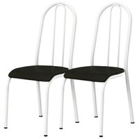 Kit 02 Cadeiras Tubular America 056 Branco Assento Preto ARTEF