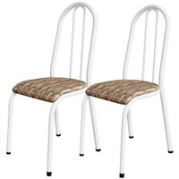 Kit 02 Cadeiras Tubular America 056 Branco Assento Rattan ARTEF