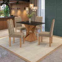 Conjunto Sala de Jantar Luna Kappesberg 4 Cadeiras Veludo Bege
