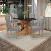 Conjunto Sala de Jantar Luna Kappesberg 4 Cadeiras Veludo Titanio