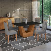 Conjunto Sala de Jantar Verbana Kappesberg 6 Cadeiras Veludo Titanio