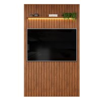 Painel Para TV Até 55 Polegadas 1,43m Ripado Autêntico com Led e Prateleira Montreal Madeirado