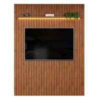 Painel Para TV Até 65 Polegadas 1,83m Ripado Autêntico com Led e Prateleira Montreal Madeirado