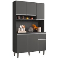 Kit Cozinha Compacta 6 Portas 105 cm Marcia Cinza REAJL Moveis