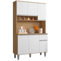 Kit Cozinha Compacta 6 Portas 105 cm Marcia Amendoa Branco REAJL Moveis