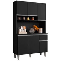 Kit Cozinha Compacta 6 Portas 105 cm Marcia Preto REAJL Moveis