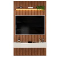 Painel Para Tv Até 55 Polegadas 1,43m Ripado Autêntico Com Led Montreal Com Nicho Efraín