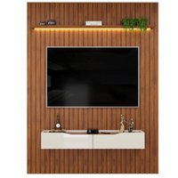 Painel Para Tv Até 65 Polegadas 1,83m Ripado Autêntico Com Led Montreal Com Nicho Efraín