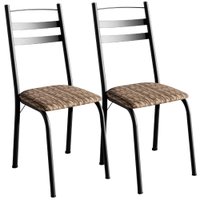 Kit 2 Cadeiras Tubular America 061 Preto Assento Rattan ARTEF