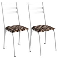 Kit 2 Cadeiras Tubular America 061 Branco Assento Mosaico Palha ARTEF