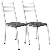 Kit 2 Cadeiras Tubular America 061 Branco Assento Mosaico Silver ARTEF