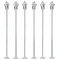 Conjunto 6 Luminárias Externas Poste de Jardim 1,71m Vintage Colonial Branco Dital
