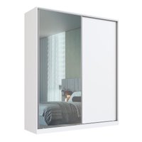 Guarda Roupa Solteiro Espelho 2 Portas de Correr RC2006 Emovell Branco