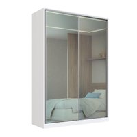 Guarda Roupa Solteiro com Espelho 2 Portas de Correr Branco 165x59,8x235cm RC2002 Emovell