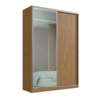 Guarda Roupa Solteiro 165x59,8x235cm 2 Portas de Correr Freijó Natural Espelho RC2002 Emovell