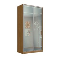 Guarda Roupa Solteiro Freijó Natural Espelho 2 Portas de Correr 120x59,8x235cm RC2005 Emovell