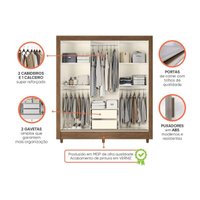 Guarda Roupa Casal Itália 3 Portas de Correr c/ Espelho 2 Gavs Branco - Santos Andirá