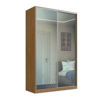 Guarda Roupa Solteiro 147x59,8x235cm Espelho 2 Portas de Correr Freijó Natural RC2004 Emovell