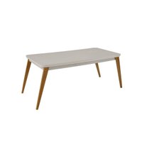 Mesa de Sala Jantar Havana Madeira Maciça c/ Tampo Madeirado c/ Canto Curvo 180x90cm Naturale/Off White - Rufato