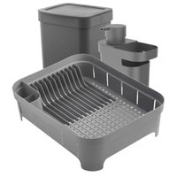 Kit Dispenser de Detergente Lixeira 4,7L Escorredor de Louça Chumbo Organizadores de Pia Cozinha