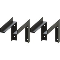 Conjunto 4 Suportes para Prateleira Mãos Francesas Reforçadas Pretas Cantoneira Aço Carbono