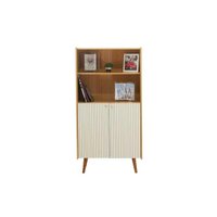 Estante p/ Sala Vértice c/ 2 Portas Frisadas e 1 Prateleira Cinamomo/Off White - Genialflex