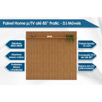Rack Bancada c/ Painel p/ TV até 65 Pol Pratic / Adele Ripado Portas e Nichos 223x240cm Cedro/Bali - DJ Móveis