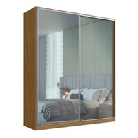 Guarda Roupa Solteiro Espelho em 2 Portas de Correr Freijó Natural RC2006 Emovell 200x59,8x235cm