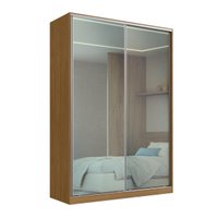 Guarda Roupa Solteiro Espelho 2 Portas de Correr Freijó Natural 165x59,8x235cm RC2002 Emovell