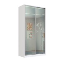Guarda Roupa Solteiro Branco Espelho 2 Portas de Correr 120x59,8x235cm RC2005 Emovell