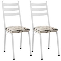 Kit 2 Cadeiras Tubular Europa 118 Branco Assento Madeira Cedro ARTEF