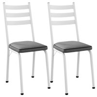 Kit 2 Cadeiras Tubular Europa 118 Branco Assento Platina ARTEF