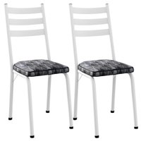 Kit 2 Cadeiras Tubular Europa 118 Branco Assento Mosaico Silver ARTEF