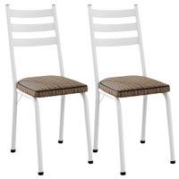 Kit 2 Cadeiras Tubular Europa 118 Branco Assento Rattan ARTEF