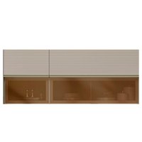 Armario Aereo 120 cm E Armario Aereo 60 cm Vidro Proenca Nogueira Nude Prime Demartez