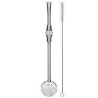 Bomba de Chimarrão Inox com 23cm Anel Pérola Bojo Mil Furos Removível Erva Mate