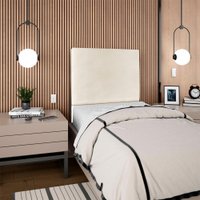 Cabeceira Solteiro 100 cm Com Frame Luna Corino Bege Artte