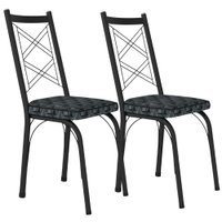 Kit 2 Cadeiras Tubular Europa 143 Preto Assento Mosaico Silver ARTEF