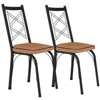 Kit 2 Cadeiras Tubular Europa 143 Preto Assento Rattan ARTEF