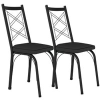 Kit 2 Cadeiras Tubular Europa 143 Preto Assento Preto ARTEF